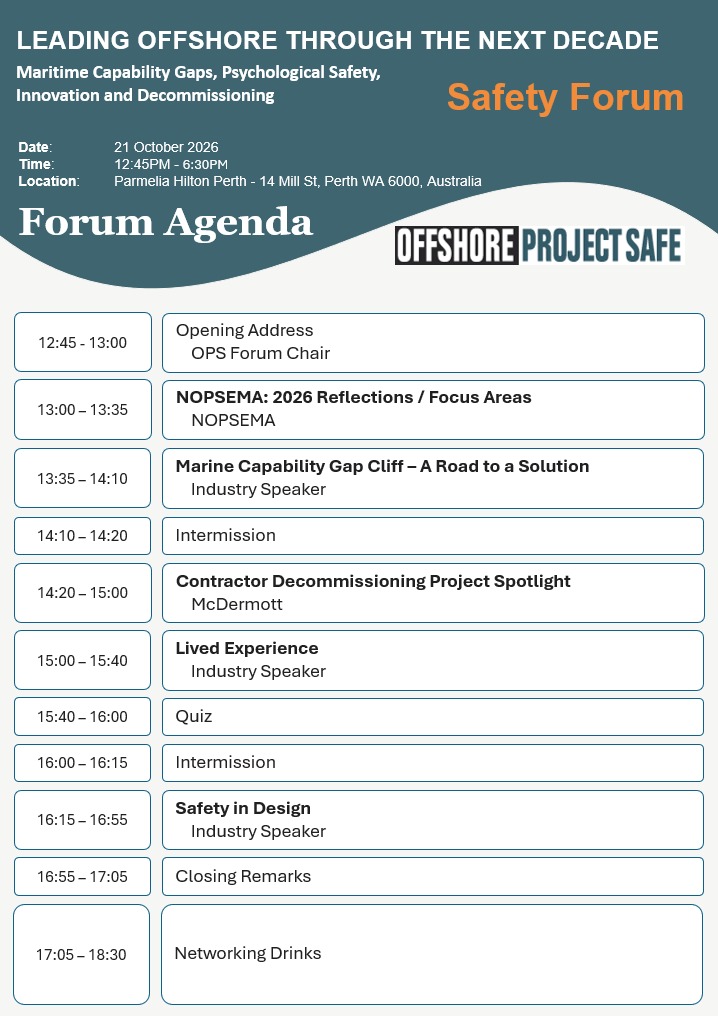 Offshore Project Safe 2026 Forum Agenda